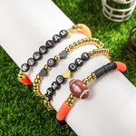 Personalized 4 Pcs Football Game Day Stackable Bracelet Sports Team Jewelry Gift for Football Fans Football Mom