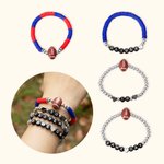 Personalized 4 Pcs Football Game Day Stackable Bracelet Sports Team Jewelry Gift for Football Fans Football Mom