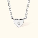 Personalized Sterling Silver Solid Minimalist Heart Necklace with Engraved Letter Valentine's Day Gift for Her