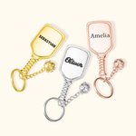 Llavero personalizado de acero inoxidable con el nombre de la pala de Pickleball grabado y con un mini colgante de Pickleball Accesorio de mochila Reg