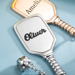 Llavero personalizado de acero inoxidable con el nombre de la pala de Pickleball grabado y con un mini colgante de Pickleball Accesorio de mochila Reg