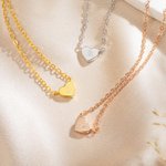 Personalized Sterling Silver Solid Minimalist Heart Necklace with Engraved Letter Valentine's Day Gift for Her