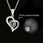 Pendentif Photo Projection Personnalisée avec Je t'aime en 100 Langues Collier Forme de Cœur Cadeau Anniversaire Fête