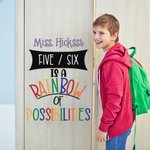 Personalised Rainbow of Possibilities Vinyl Classroom Wall Decal with Name and Grade Teacher's Day Back to School Gift for Teacher