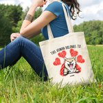 Personalisierte Dieser Mensch gehört zu niedlichen Katze Hund Tragetasche wiederverwendbare Einkaufstasche mit Herz Pfote drucken Geburtstagsgeschenk 