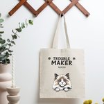 Gepersonaliseerde Probleemmaker met Paw Print Elemententote Tas Grote Capaciteit Huisdierenthema Winkeltas Schattig Verjaardagscadeau voor Kat-Hondlie