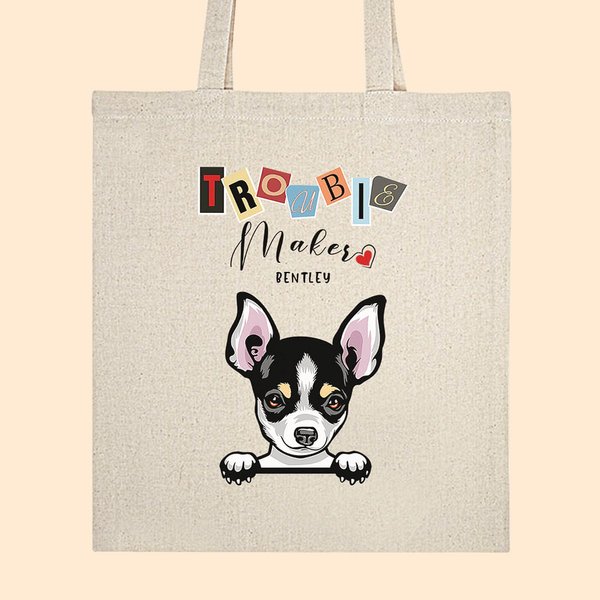 Personalizzato Trouble Maker Lettere colorate Tote Bag Riutilizzabile Borsa della spesa a tema animale domestico Regalo di compleanno divertente per c