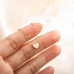 Personalized Sterling Silver Solid Minimalist Heart Necklace with Engraved Letter Valentine's Day Gift for Her