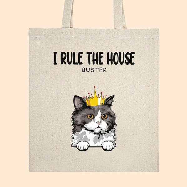 Personalizzato We Rule The House Canvas Tote Bag Regalo per chi ama gli animali domestici