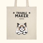 Gepersonaliseerde Probleemmaker met Paw Print Elemententote Tas Grote Capaciteit Huisdierenthema Winkeltas Schattig Verjaardagscadeau voor Kat-Hondlie