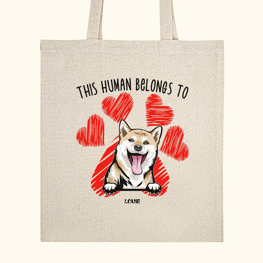 Sac shopping réutilisable avec cœur imprimé patte Cadeau d'anniversaire pour propriétaire d'un animal de compagnie