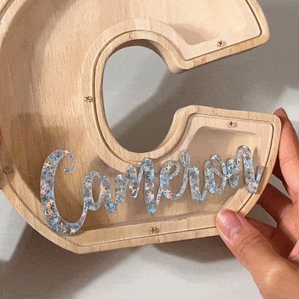 Gepersonaliseerde Houten Brief Spaarvarken Grote Geld Spaarvarken met Transparant Venster en Naam Kamer Decoratie Kerst Verjaardag Educatief Cadeau voor Kind