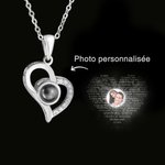 Pendentif Photo Projection Personnalisée avec Je t'aime en 100 Langues Collier Forme de Cœur Cadeau Anniversaire Fête