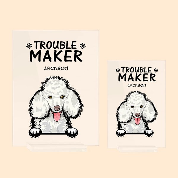 Gepersonaliseerde Trouble Maker Pet Acryl Plaque Desk Decoratie Verjaardagscadeau voor Pet Lover