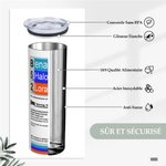 Gobelet Image Infirmière 600ml avec Paille Coupe Isolation Personnalisée avec Nom Cadeau pour Médecin Infirmier Pharmacien Anesthésiste