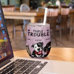 Bicchiere da 20 oz Trouble Maker personalizzato con 1-6 impronte di zampe di animali domestici Regalo per chi ama gli animali domestici