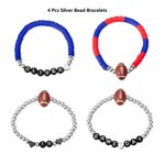 Personalized 4 Pcs Football Game Day Stackable Bracelet Sports Team Jewelry Gift for Football Fans Football Mom