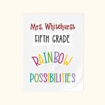 Personalised Rainbow of Possibilities Vinyl Classroom Wall Decal with Name and Grade Teacher's Day Back to School Gift for Teacher