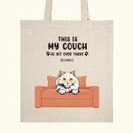 Gepersonaliseerde This Is My Couch Go Sit Over There Canvas Tote Bag Duurzaam en recyclebaar geschenk voor dierenliefhebbers