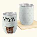Bicchiere da 20 oz Trouble Maker personalizzato con 1-6 impronte di zampe di animali domestici Regalo per chi ama gli animali domestici