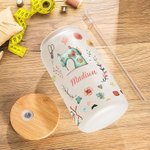 Verre Canette Givré Personnalisée avec Nom Verre avec Couvercle et Paille Cadeau Anniversaire Fête pour Mère Amateur de la Couture