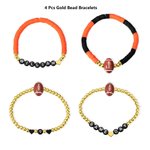 Personalized 4 Pcs Football Game Day Stackable Bracelet Sports Team Jewelry Gift for Football Fans Football Mom