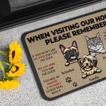 Personalized When Visiting Our House Please Remember Cats Dogs Doormat with 1-3 Names Birthday Housewarming Gift for Pets Lover