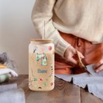 Verre Canette Givré Personnalisée avec Nom Verre avec Couvercle et Paille Cadeau Anniversaire Fête pour Mère Amateur de la Couture