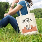 Gepersonaliseerde This Is My Couch Go Sit Over There Canvas Tote Bag Duurzaam en recyclebaar geschenk voor dierenliefhebbers