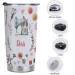 Vaso de 20oz con Tapa Personalizado con Tema de Costura Regalo de Cumpleaños para el Día de la Madre para Amante de la Costura