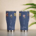 Vaso personalizado Nana's Garden Love Grows Here Watercolor Birth Flower 30oz Curved Tumbler Birthday Gift for Women Girls