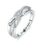 Bague en Argent Sterling Forme Torsadée Anneau Personnalisé avec Double Nom Gravé Cadeau de Mariage Saint Valentin