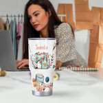 Gobelet avec Couvercle Paille Coupe Personnalisée avec Nom Cadeau d'Anniversaire pour Amateur de la Couture