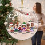 Décoration en Acrylique Personnalisée avec 2-6 Dessins de Filles et Noms Thème Sisters Forever Cadeau Anniversaire Noël pour Soeur Ami Famille