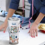 Gobelet avec Couvercle Paille Coupe Personnalisée avec Nom Cadeau d'Anniversaire pour Amateur de la Couture