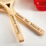 Personalised Food Grade Wooden Tennis Racket Salad Servers with Engraved Text Set of 2 Funny Gift for Tennis Lovers
