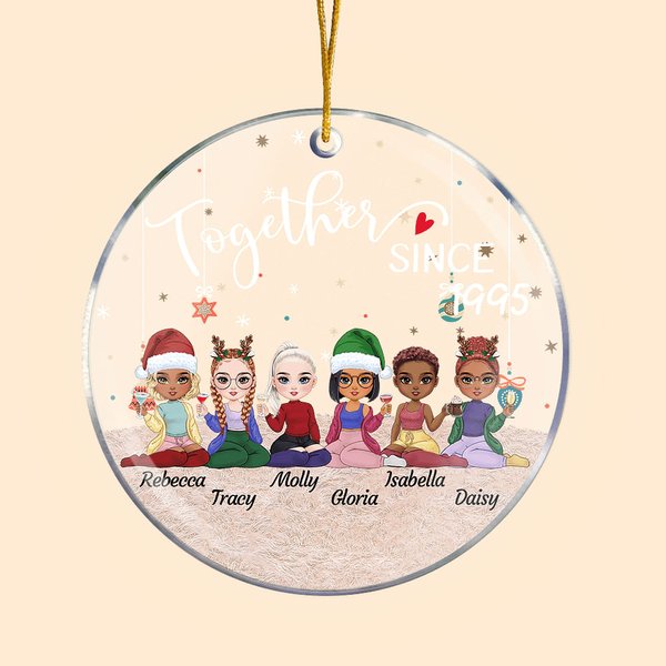 Gepersonaliseerd Samen Sinds Leuk Beeldverhaalmeisje Acryl Ornament Cadeau voor Zus