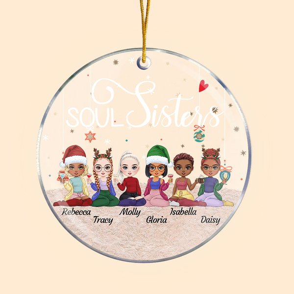 Ornement en Acrylique Personnalisé avec Nom et Personnage Cartoon des Filles Cadeau d'Anniversaire Noël pour Soeur Meilleures Amies