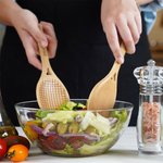 Personalised Food Grade Wooden Tennis Racket Salad Servers with Engraved Text Set of 2 Funny Gift for Tennis Lovers