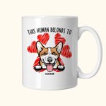 Personalisierte Dieser Mensch gehört zu 1-6 Hunde oder Katzen Keramikbecher mit Namen 11oz und 15oz Geburtstagsgeschenk für Tierliebhaber