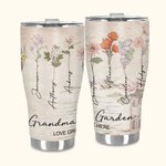 Vaso personalizado Nana's Garden Love Grows Here Watercolor Birth Flower 30oz Curved Tumbler Birthday Gift for Women Girls