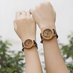 Montre en Bois de Bambou Personnalisée avec Photo et Texte Gravé Cadeau d'Anniversaire pour Femme Homme