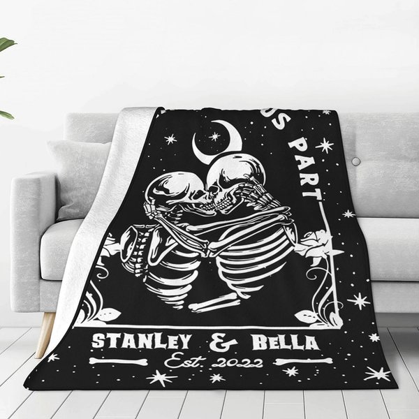 Till Death Couple Skull Gothic Fleece Blanket Valentin's Day Gift