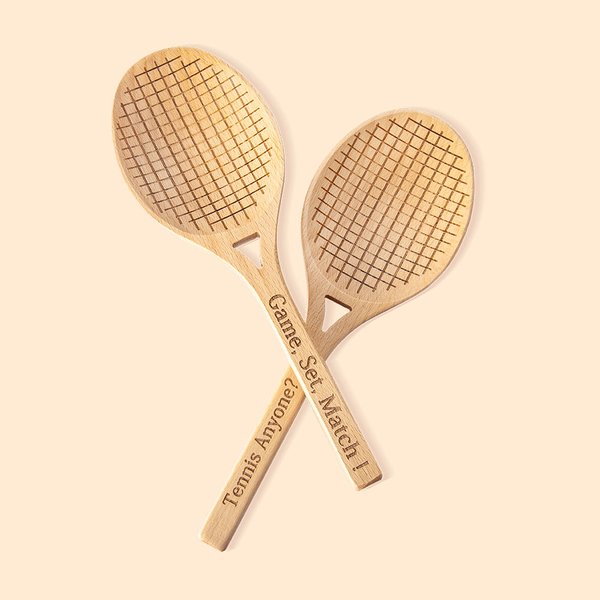 Gepersonaliseerde Food Grade Houten Tennis Racket Salade Servers met Gegraveerde Tekst Set van 2 Grappig Geschenk voor Tennis Lovers