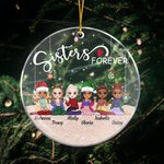 Personalizado Hermanas para siempre 2-6 Lindo Dibujos animados Niñas Acrílico Ornamento con Nombre Árbol de Navidad Decoración Regalo para Besties