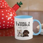 Tasse en céramique personnalisée Double Trouble 1-6 Chiens ou Chats avec noms 11oz et 15oz Cadeau d'anniversaire pour les amoureux des animaux de compagnie