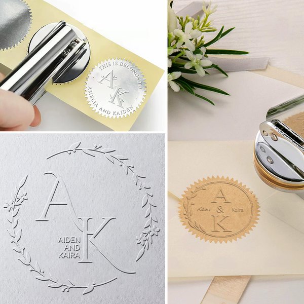 Libro de Boda Personalizado Sello en Relieve Set con Inicial y Nombre Regalo de Boda para Recién Casados