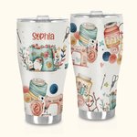 Personalized Sewing Theme Food Grade 30oz Curved Tumbler with Lid Birthday Mother's Day Gift for Mother Sewing Lover