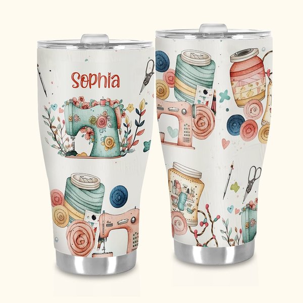 Gobelet Isotherme Personnalisé avec Nom Cadeau Anniversaire Fête Mariage pour Amateur de Couture