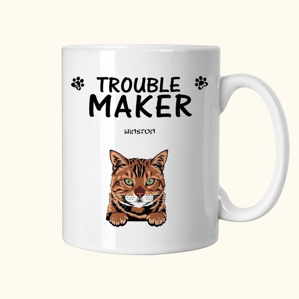 Personalisierte Double Trouble 1-6 Hunde oder Katzen Keramikbecher mit Namen 11oz und 15oz Geburtstag Geschenk für Tierliebhaber